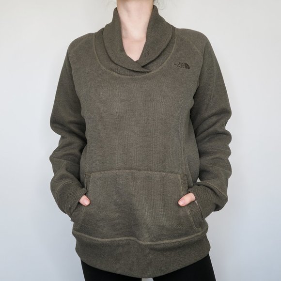 The North Face Olive Green Brown Cowl Neck Sweatshirt - Picture 3 of 7